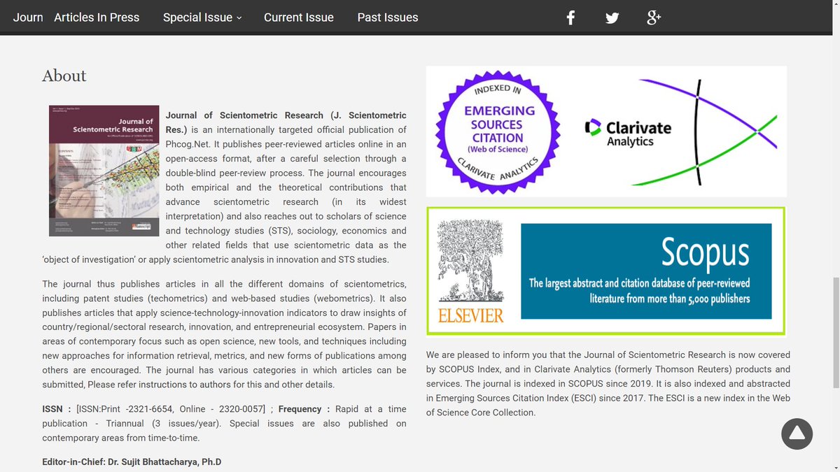JSCIRES's tweet photo. @CODATA_India @OAIndia @bsujit_In @AannuuppK @oatp @asia_open @resdatall @phcognet @vivekks12 New Issue Online | Journal of Scientometric Research #JSciRes, 2022, 11(2)
Read: https://t.co/URdcVldCyM https://t.co/J9aeEUgP7d