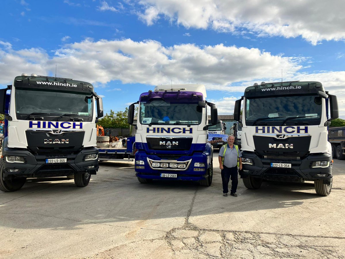 Trevor, Lauren and Cian Hinch, as well as Hinch Plant Hire driver Tommy Ward, all joined us to collect these 2 new #MAN TGS 35.430 #Tippers - pictured alongside their 09 MAN TGS 26.480 Double Drive which is still working hard and going strong.