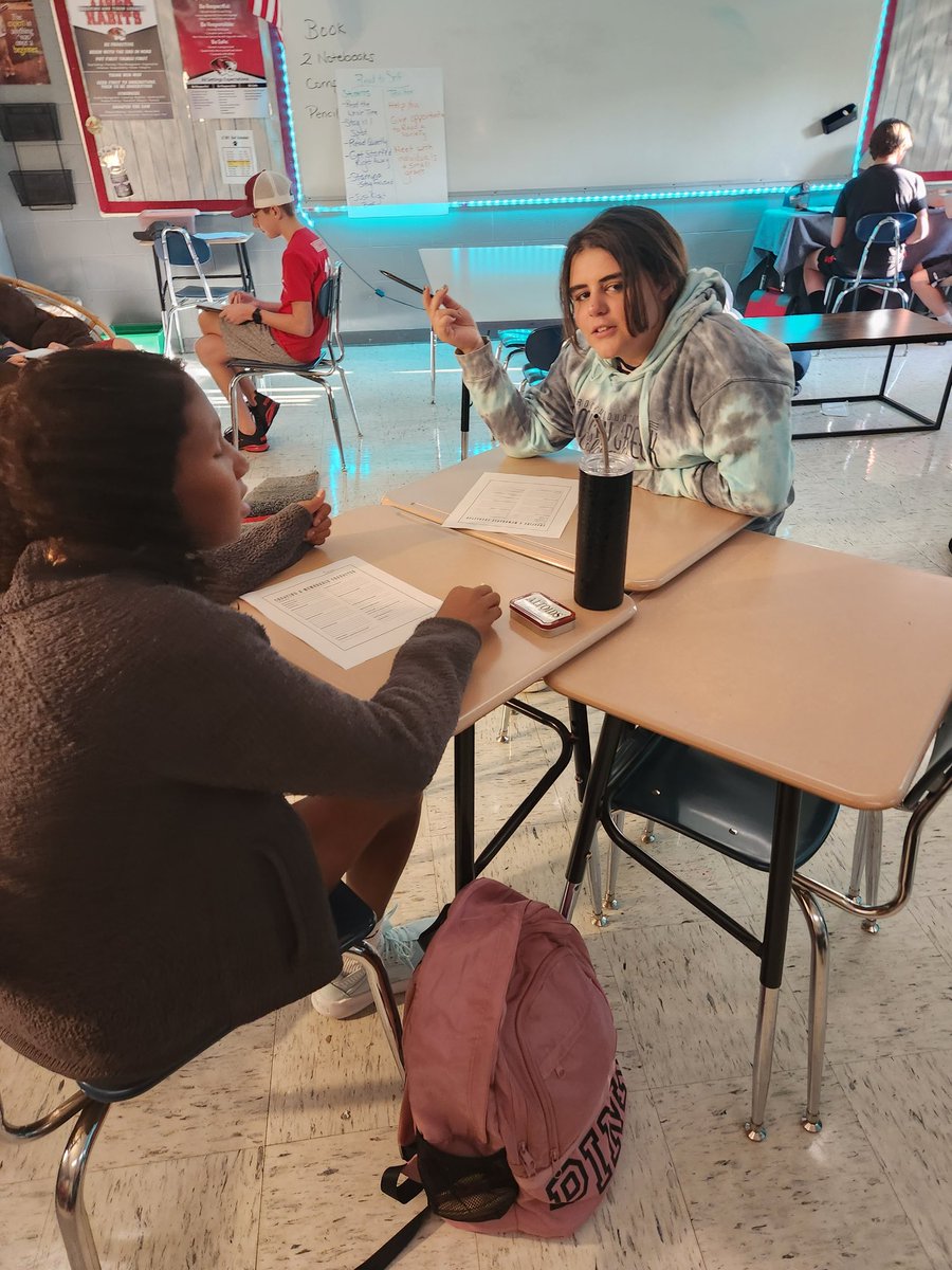 christi_bowman's tweet photo. Today in creative writing, our partners are pretending to be antagonists.  They are being interviewed to develop their characters.   Very creative ideas these kids have. https://t.co/rtiA2eVmFa