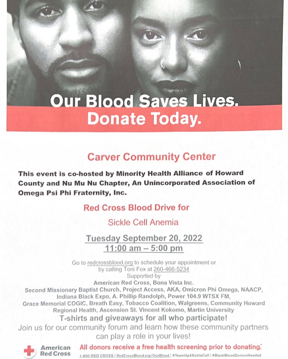 Join us next Tuesday at Carver Community Center for a Health Fair and Blood Drive! We will be present to share information about our program and services. Go to redcrossblood.org to schedule your appointment to give blood.