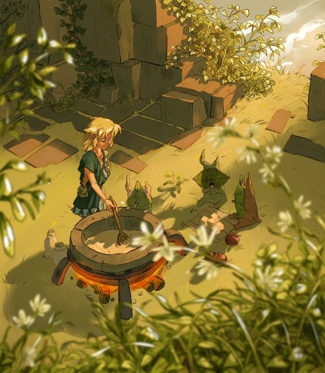party_braids's tweet photo. To commemorate the new teaser for #ZeldaTearsOfKingdom, here’s a drawing I did for @Jehhy_’s birthday a while back! A happy Link cooking fudge for happy Koroks 🌾 #Zelda #ZeldaBreathoftheWild2 https://t.co/gVaAGcprlH