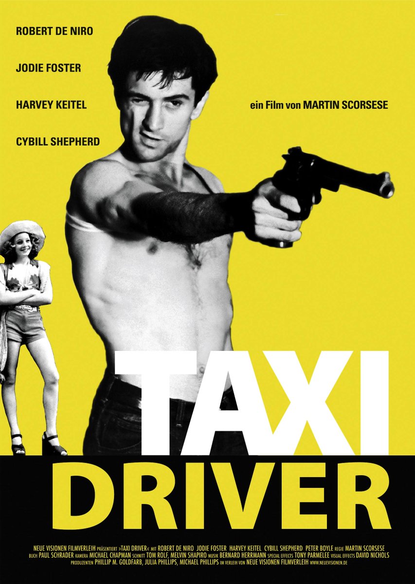 Abro hilo de Taxi Driver y de por qué es una de las mejores películas de la historia del cine:

Taxi Driver es una película de 1976 dirigida por Martin Scorsese, protagonizada por Robert De Niro y con guión de Paul Schrader. Cuenta las vivencias de un mentalmente inestable