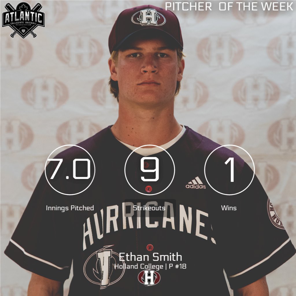 AtlanticCBA's tweet image. The Atlantic Collegiate Baseball Association Pitcher of the Week goes to @canesmbaseball pitcher @ethan_smith83. 

Ethan pitched a complete game, 7.0 innings highlighted by his league leading 9 strikeouts. He was also credited with the win in his start.