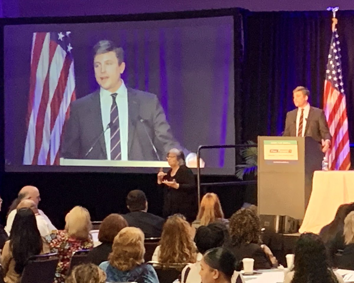 masshirecentral's tweet photo. @USDOL’s Brent Parton challenges #MassForward attendees to build a more robust #talent pipeline, reduce barriers to #unemployment, and improve the “#care environment.” (He also poked fun at @marty_walsh, earning some laughs). @WorkforceInvest @MAWorkforce @MassBizworks https://t.co/v7OI7m7jkr