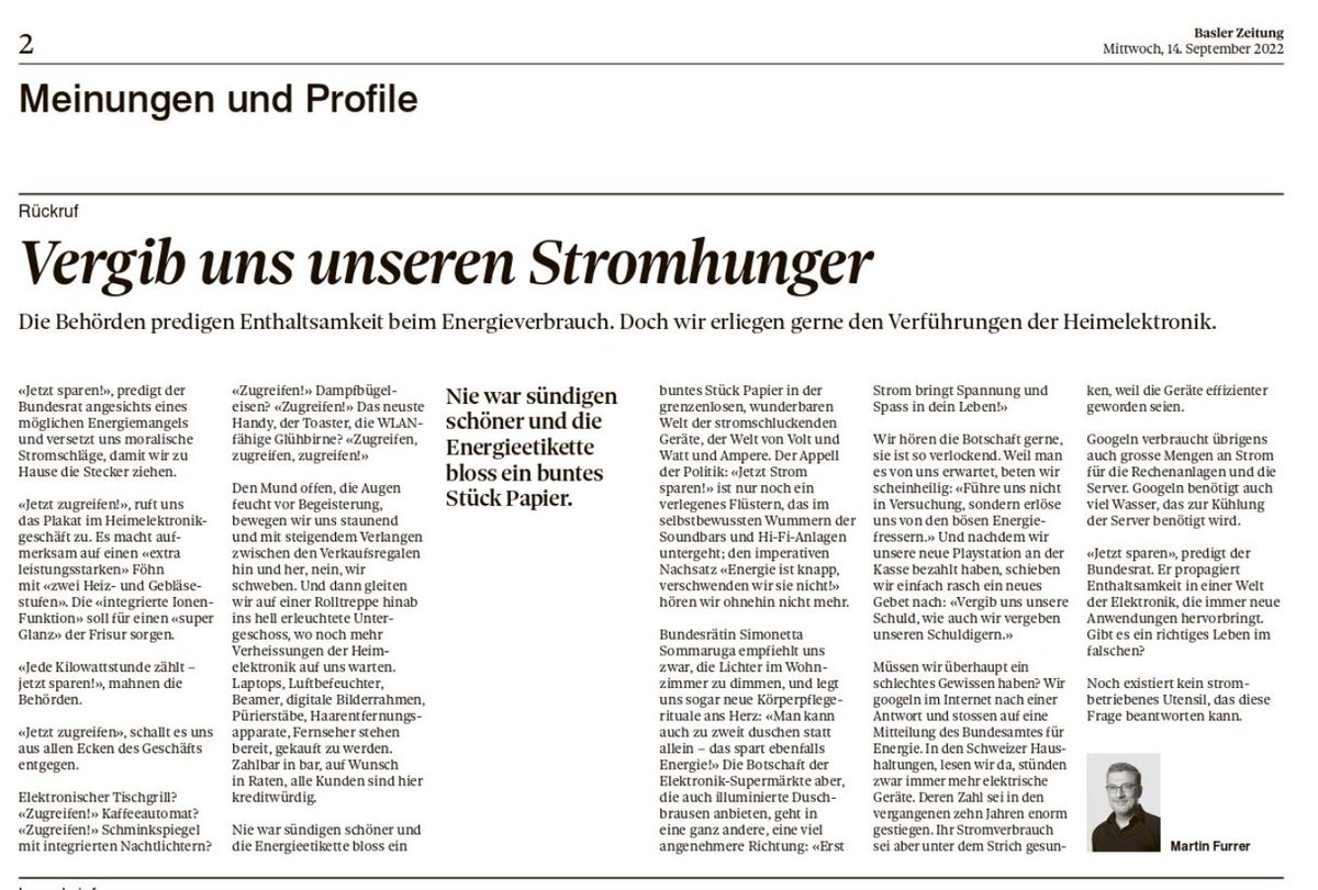 Baselobserver's tweet image. Energie sparen? Unmöglich!