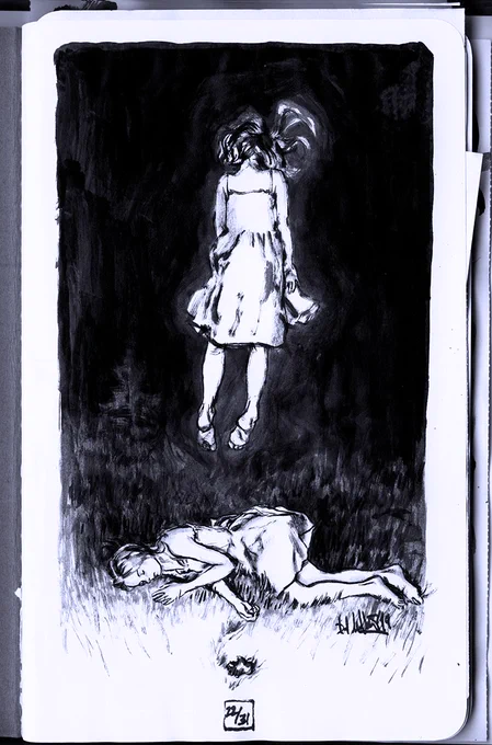 A ghost. (ink on sketchbook paper, 2019) 