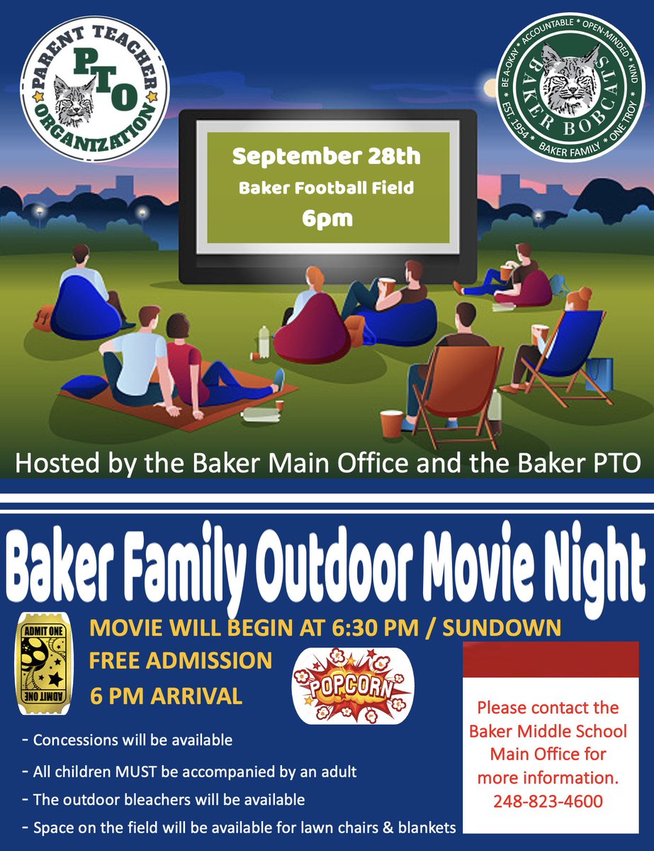 Jonathan Cross (@jdcross76) on Twitter photo Have you and your student(s) signed up? Don’t miss out on this FREE community engagement Family Fun event. Register today! <a href="/BakerMiddle/">Baker Middle School</a> #BakerPTO 🐾💚📽🍿 Have you and your student(s) signed up? Don’t miss out on this FREE community engagement Family Fun event. Register today! <a href="/BakerMiddle/">Baker Middle School</a> #BakerPTO 🐾💚📽🍿