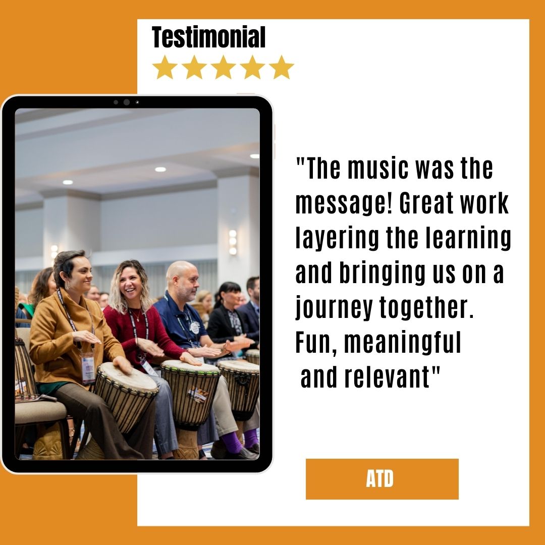 SewaBeats's tweet photo. The music was the message! Great work layering the learning and bringing us on a journey together. Fun, meaningful and relevant.” 
– ATD 

#sewabeats #musicasmetaphor #music #testimonial #lovewhatwedo #happyclienthappyus #teambuilding #collaboration #customertestimonial https://t.co/C6Yg11ARkQ