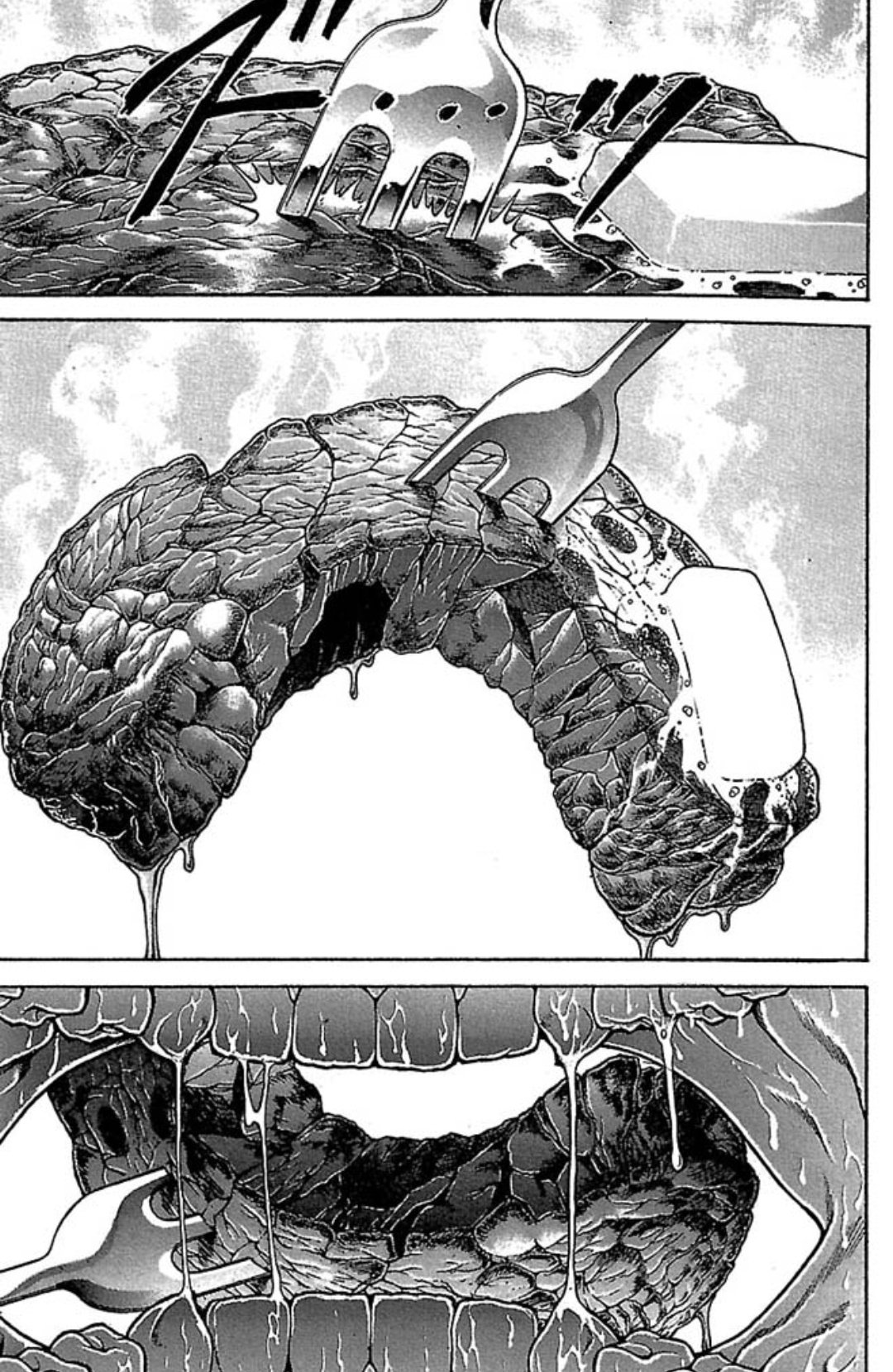 تويتر さすらいのヒモ على تويتر このステーキ を一口で食べるジャック マジで 強そう なんですよね この手の絵的なハッタリは本当にバキは最強の座をついてる こういう 雄の強さ の描写 参考になるというかわいのイメージする強さの土台になってる