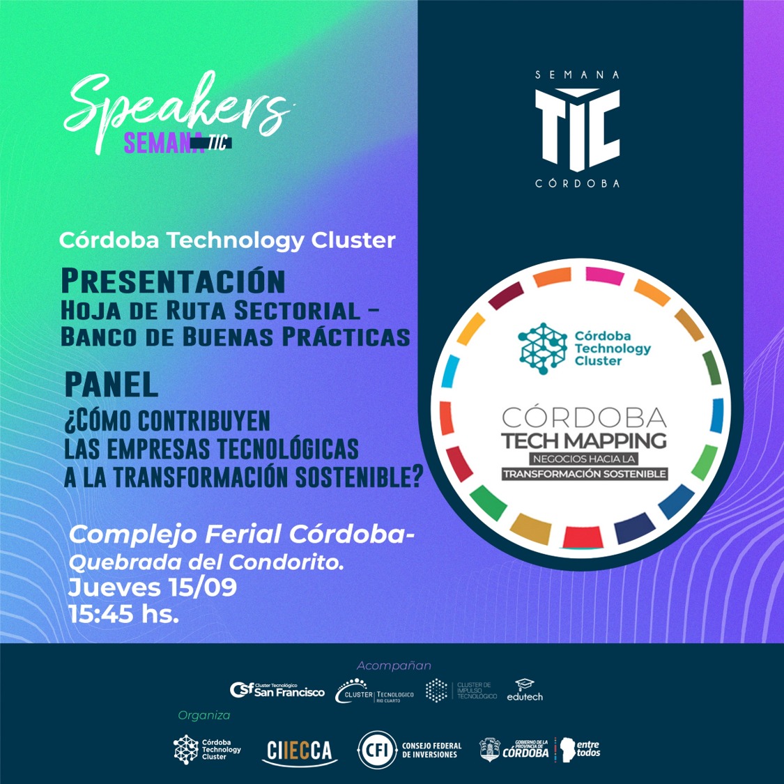 ClusterCba's tweet photo. #ClusterCba en #SemanaTIC2022
CÓRDOBA TECH MAPPING “Negocios hacia la Transformación Sostenible”.
Conocé 4 casos de #SociosCTC que aportan al #desarrollosostenible:
* #Capazeta
* @NeuralActions
* @adaptio_ar
* #Wippie
15/09 a las 15 hs. Inscripciones: https://t.co/m5agKNR9l9 https://t.co/SJFCENnLkm