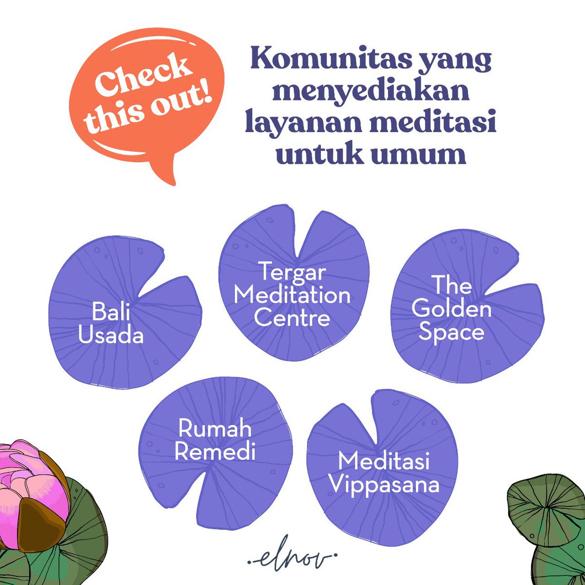 memoarbipolar's tweet photo. 🪷 Mau mulai meditasi &amp; membutuhkan wadah yang tepat? Komunitas-komunitas di bawah ini bisa membantumu serta menjadi rumah baru bagi perjalanan healing-mu. #MemoarSeorangBipolar #Elnov #meditasi https://t.co/pUcVCQshds