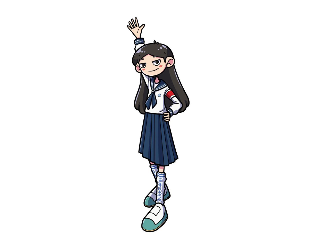 1girl solo skirt long hair black hair school uniform armband  illustration images