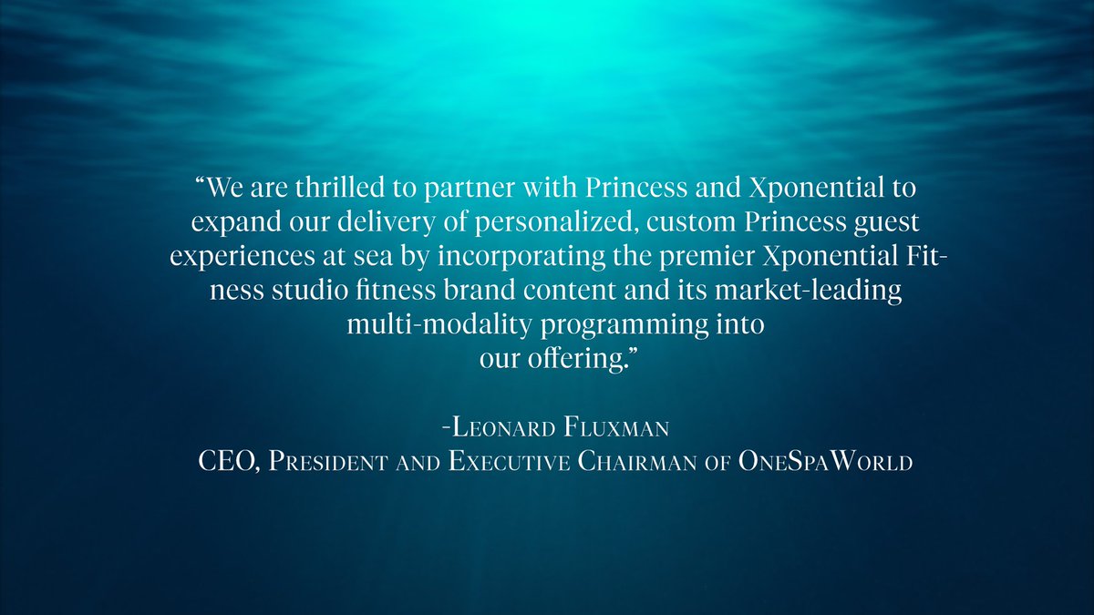 OneSpaWorld's tweet photo. Guests on board @PrincessCruises will now be able to enjoy Pure Barre, Club Pilates, YogaSix, StretchLab, Stride Fitness among other fitness options – the product of a fruitful relationship between #OneSpaWorld, Princess Cruises, and #XponentialFitness: https://t.co/KfSFX6tyMD https://t.co/s0dPn9mOsi