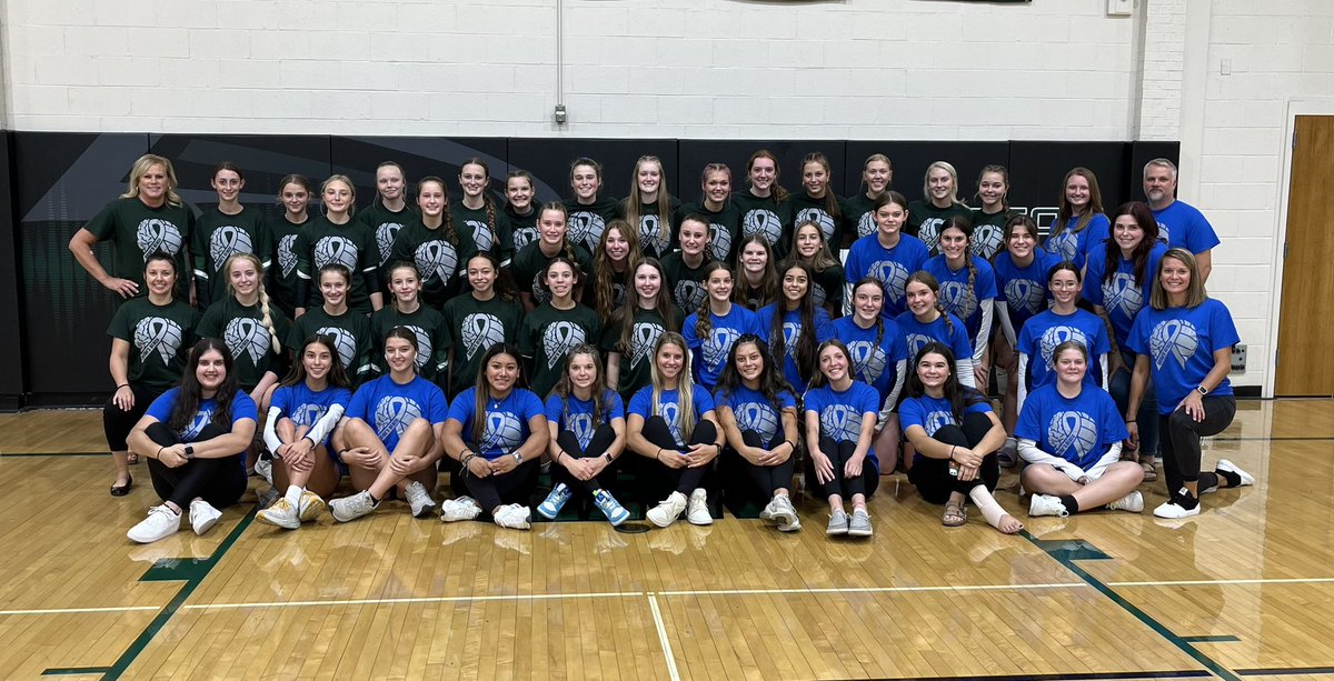heath_maureen's tweet photo. West Burlington and Danville came together at our volleyball match last night to honor Lisa Brinkmeyer. We are here for you! #brinksbench @IGHSAU https://t.co/FWenYOlWFw