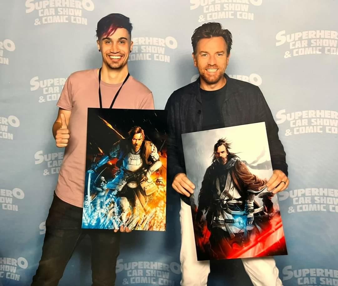 This moment is way too epic not to be immortalized here. I never imagined one day Obi Wan himself would be holding one of my artworks but here we are! This has to be one of the most significant moments in my life! Thank you so much @gallerypandaofficial for making this happen!