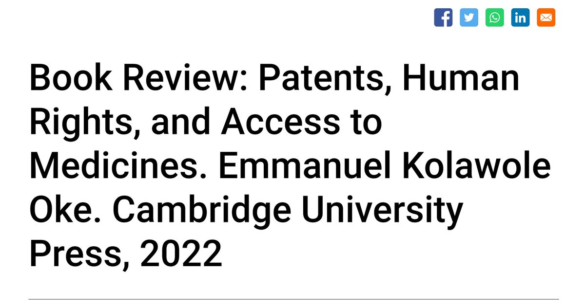 afronomicslaw's tweet photo. Book Review:'...book provided an extremely thorough analysis of the relationship between pharmaceutical patents &amp; human rights &amp; moving us forward to an understanding that will undoubtedly improve access to medicines if applied.' - @jackie_mwangi.  https://t.co/M4BPReBWsc https://t.co/W2crGNc1eE