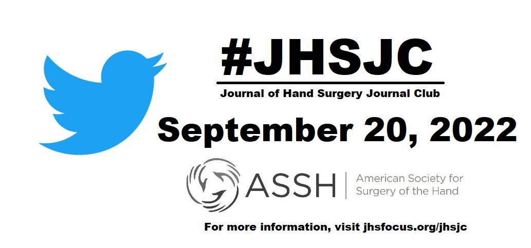 JHandSurg's tweet photo. The September #JHSJC is TOMORROW at 9pm EDT!
Join us to discuss 1) #VLP vs combined plating of AO Type C #DistalRadiusFractures & 2) #opioid consumption & post-op #PainControl for surgically treated #DRFs.
Learn more: https://t.co/SOZ8a6jqLt https://t.co/vibaYRbXkM