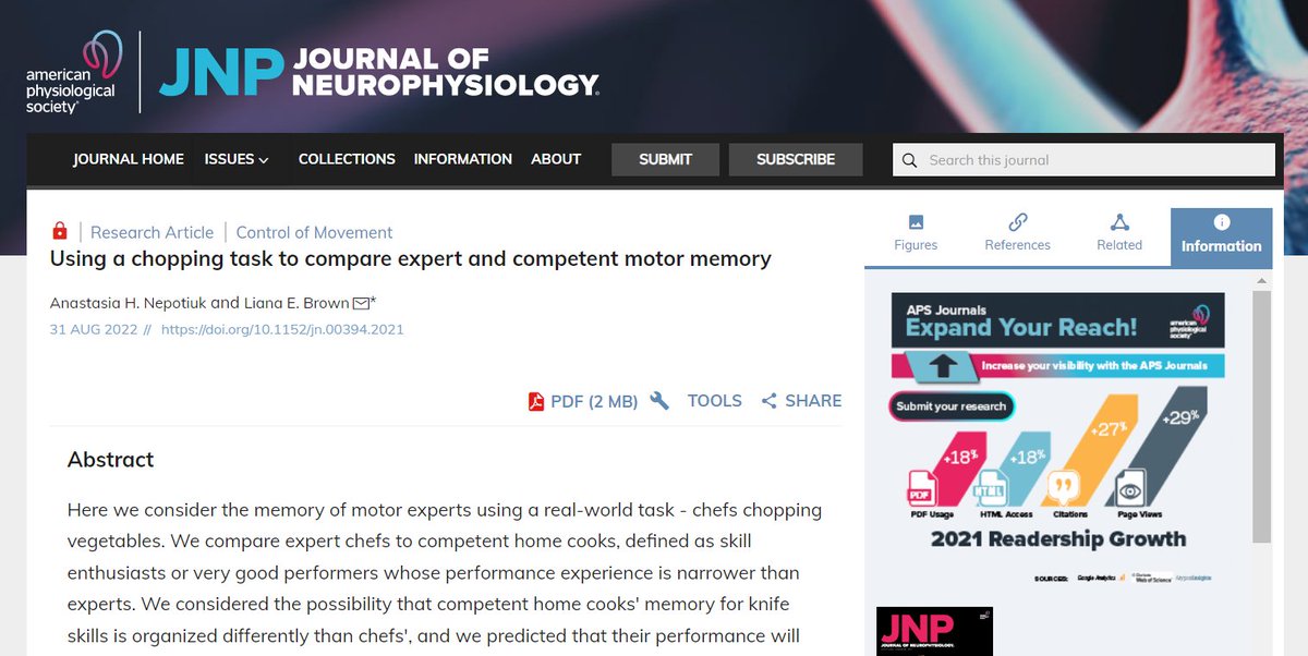 JNeurophysiol's tweet image. From the(strikeout kitchen)lab: a comparison of expert chefs to competent home cooks on a defined chopping task shows that vulnerability of #MotorMemory to interference changes with expertise. 

💥New research in #JNeurophysiol

ow.ly/R26850KI2Ro
@lianabro12 #MotorControl