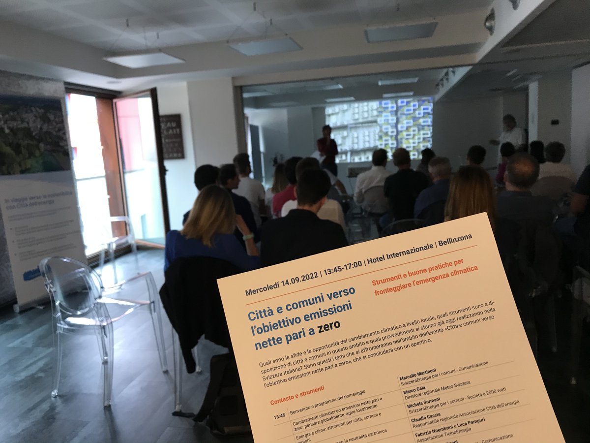 cittaenergia_ch's tweet photo. Oggi a Bellinzona si tiene il pomeriggio per i Comuni sull'obiettivo di emissioni nette pari a zero con interessanti esempi concreti attuati dalle #Cittàdellenergia.
#2000Watt #SvizzeraEnergia #MeteoSvizzera #TicinoEnergia #MendrisioGold #CollinaDOro #Airolo #Ascona https://t.co/nQCYRgnqEv