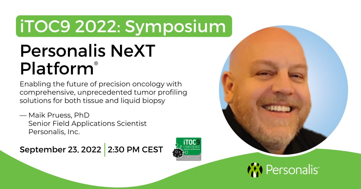 PersonalisInc's tweet photo. Connect with us at the 9th #Immunotherapy of Cancer Conference (iTOC9) from September 22 - 24! We’ll be highlighting the Personalis NeXT Platform®, which provides unprecedented #tumor profiling solutions for both tissue and #LiquidBiopsy: https://t.co/kJD0ugJ8hv #ITOCconference https://t.co/GQ31o0H0u3