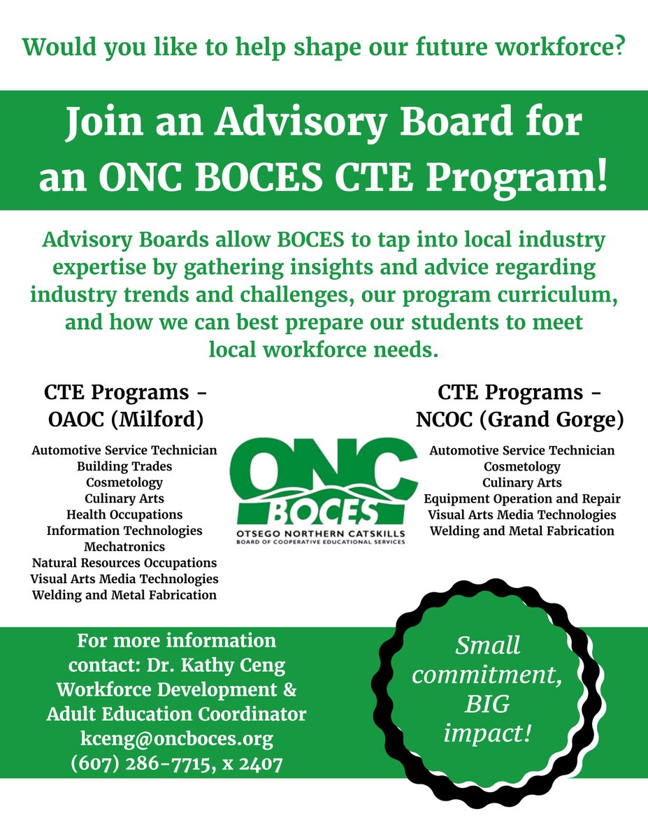 Joining a CTE Advisory Board can be a fun and rewarding way to impact the development of our local workforce!