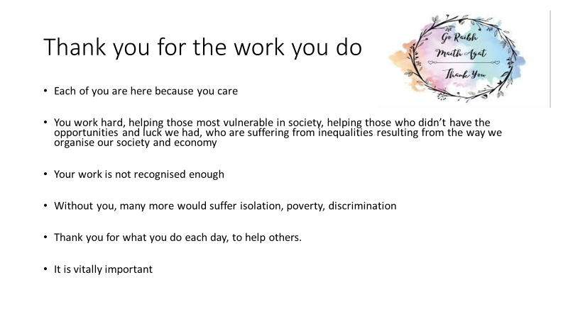 RoryHearneGaffs's tweet photo. I was presenting today to people working on front line in @citizensinfo @ThresholdIRE MABS, &amp; I started by thanking them
I extend that thanks to all those supporting, working for &amp; with those who need &amp; use social supports, are marginalised &amp; excluded
Your work is vital https://t.co/yEy52laVY8