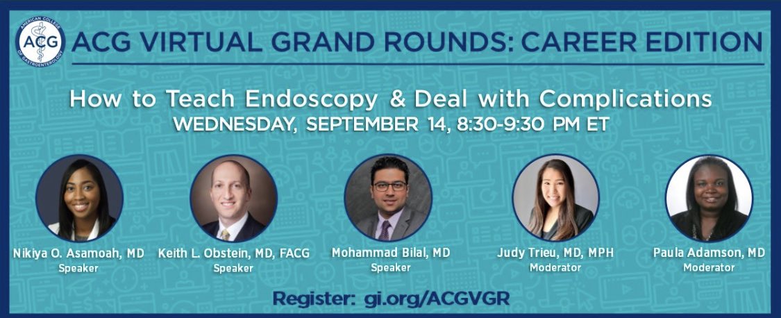 Teaching #GIEndoscopy is as much an art as doing Endoscopy (🙋‍♂️learning)

Join us today at @AmCollegeGastro #VirtualGrandRounds to learn more from ⭐️s @KeithObstein & #NikiyaAsamoah !

AND

✳️ Non-technical skills in dealing w #Complications!

👉 gi.org/ACGVGR

@TrieuMD