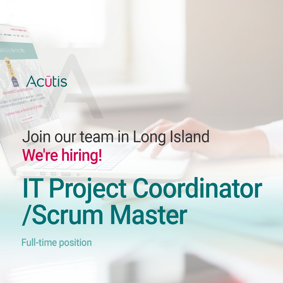 AcutisLab's tweet image. Are you an experienced IT Project Coordinator/Scrum Master looking for a new opportunity?  Be part of a dynamic and collaborative culture &amp;amp; an award-winning workplace. Contact Javon @ jbarnwell@acutis.com or apply 👉
#Acutis #ITProjectCoordinator/ScrumMaster