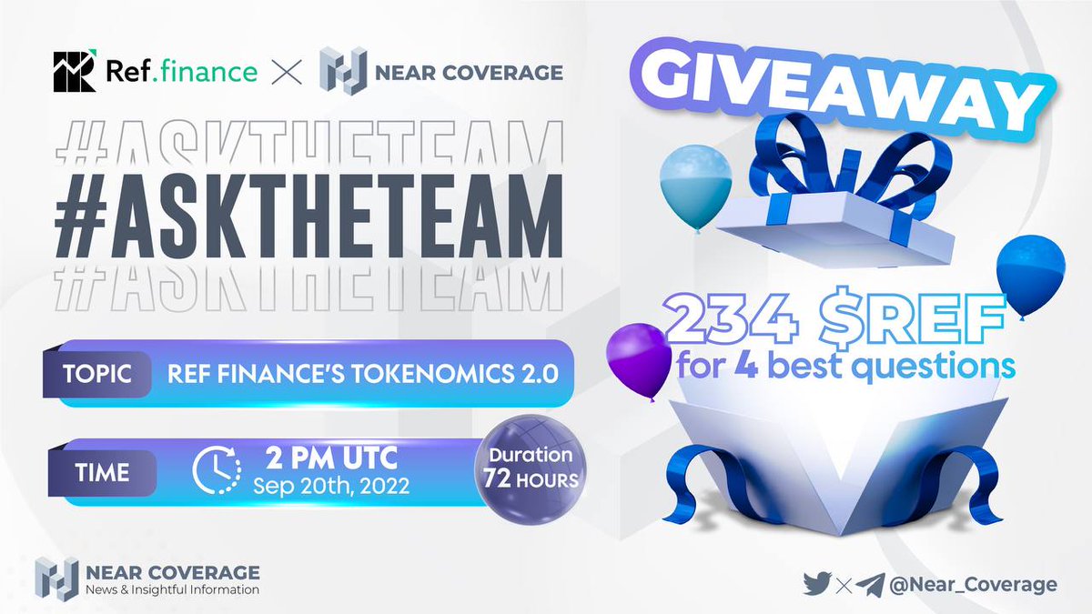 Near_Coverage's tweet photo. #ASKTHETEAM NEAR COVERAGE X REF FINANCE

🎁 Total prize: 234 $REF 

To enter:
1. Like &amp; RT
2. Follow @Near_Coverage, @finance_ref
3. Tag 2 friend
4. Ask anything: https://t.co/AbWEC01vL7
5. Twitter Space: https://t.co/ii5VR1Xcsg

⏰ 72 hours from now

#NEAR $NEAR #AMA #REF https://t.co/n2d5uZLvX2