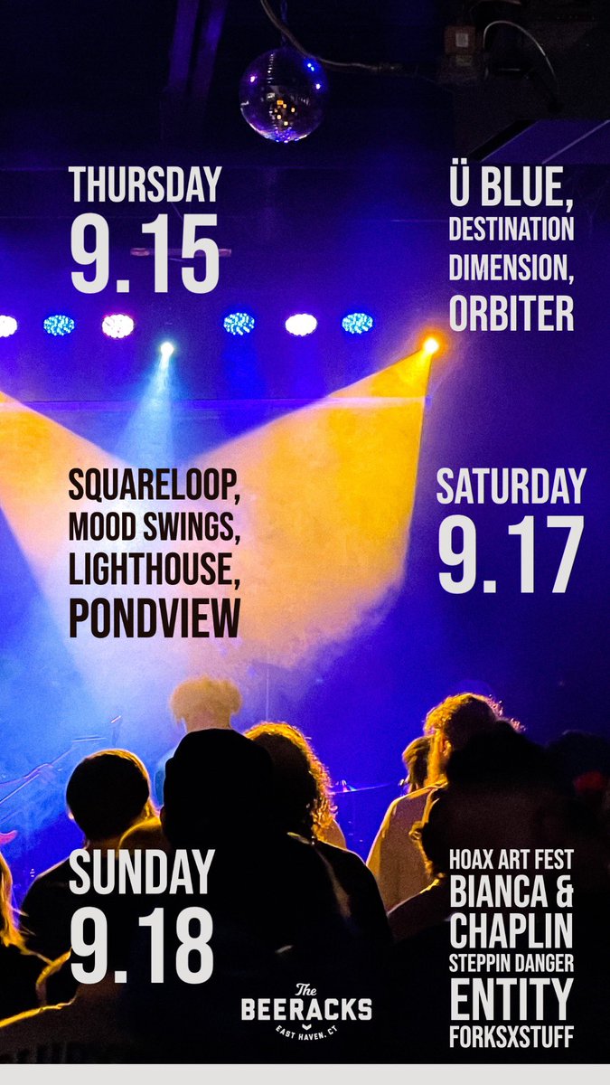 THIS WEEK AT UR FAV CT VENUE ITS GONNA BE a slightly cooler one than last week (hi fall!)