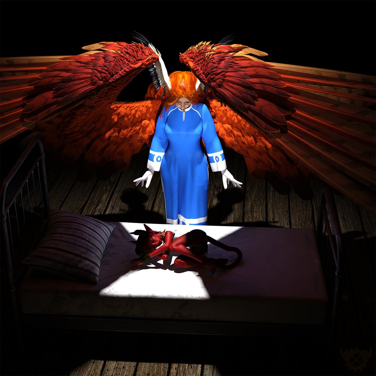 HesperaSmith's tweet photo. "And the Goddess cast her wings about our beleaguered Sun, and sheltered it from the gaze of Darkness, that it might live again..." #Momo #KidMe https://t.co/qKIrpbRRGx
