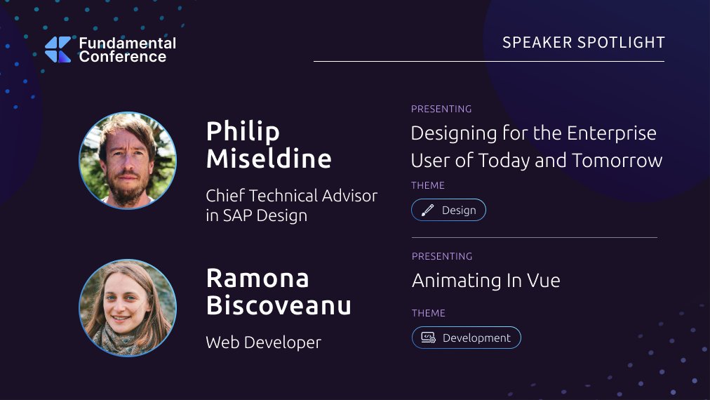 fundamental_lib's tweet image. Innovative and forward-thinking talks are what #FundamentalConf is all about. Join SAP Design Chief Technical Advisor Philip Miseldine and Web Developer Ramona Biscoveanu to hear how they each elevate user experience through #SAPDesign and development strategies.