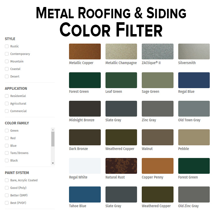 ASCBldgProducts's tweet photo. Wish it were easier to sort and decide on color for your next metal roof? Now it is with our new online Color Filter! Visit https://t.co/BoQaFZnLwv to simplify your choices today! #colorfilter #onlinetool #metalsiding #metalroofing #colorfamily #paintedmetal #colorstyle https://t.co/fwkDuIW1G0