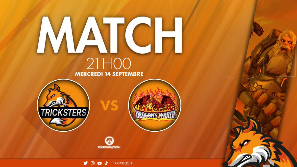 Ce soir, 
Notre équipe Overwatch participe à son 2 ème match de la"DreamGoats" de @BluegenjiE
Ils affrontent @Dragons_OW à 21h
Le match n'est pas casté

#letsgotricksters