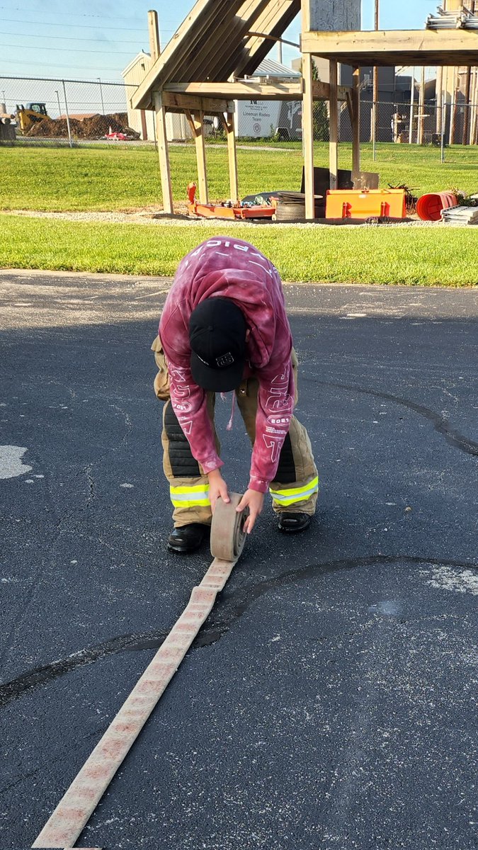 RACCFireEMS's tweet photo. Company 3 students practicing hose rolls. https://t.co/Xl8pwr0q1m