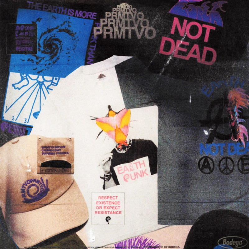 bodega's tweet photo. Exploring the outer reaches of the universe, one t-shirt (or pair of shorts) at a time, Los Angeles based PRMTVO (pri-mi-tivo) inject a skate-inspired, DIY design ethos with trippy, psychedelic influences and an experimental attitude. #prmtvo #bodega