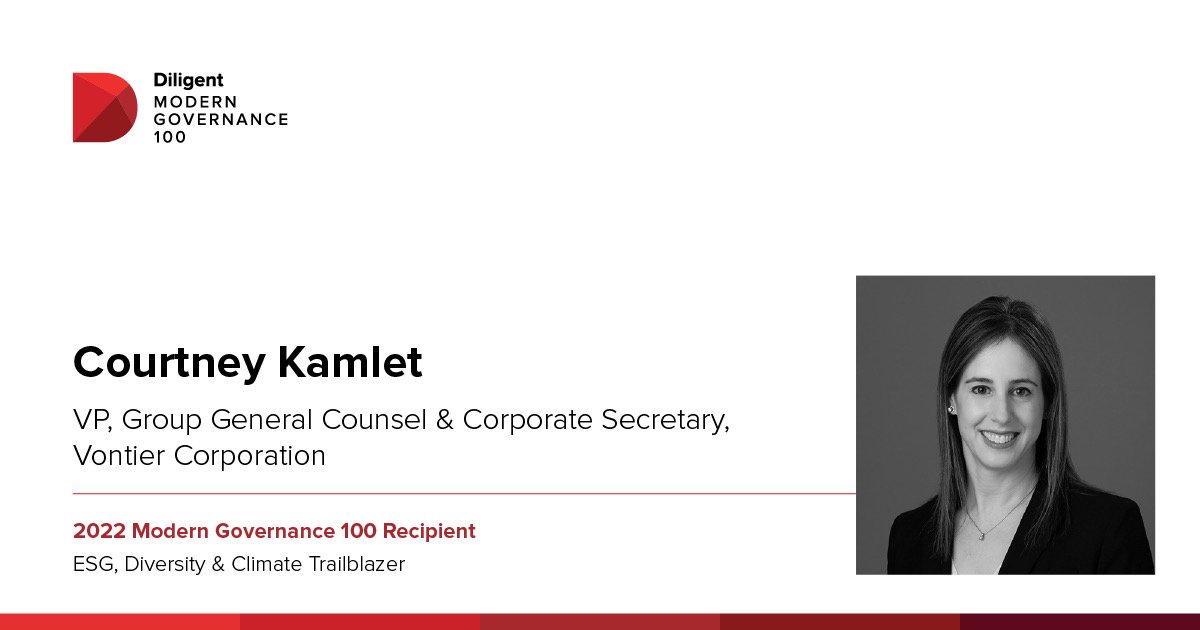 I’m delighted to be recognized by my peers as a part of the 2022 Diligent Modern Governance 100! It’s truly an honor to be named among the top in the industry – see all recipients here: info.diligent.com/modern-governa…  #ModernGovernance100