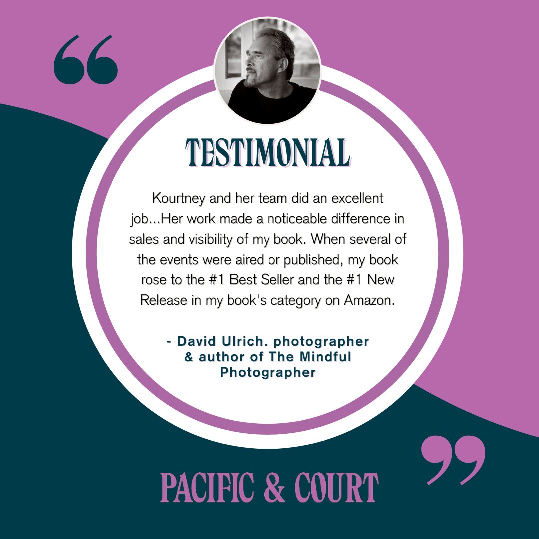 We 💗 our clients! Check out this testimonial from David Ulrich, author of The Mindful Photographer! <a href="/rocky_nook/">Rocky Nook</a> Interested in getting your book the attention it deserves? Check out pacificandcourt.com to read more testimonials and learn more!   #bookmarketing #bookpublicity