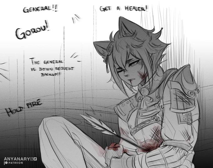 Battle wounds 

#GenshinImpact #Gorou 