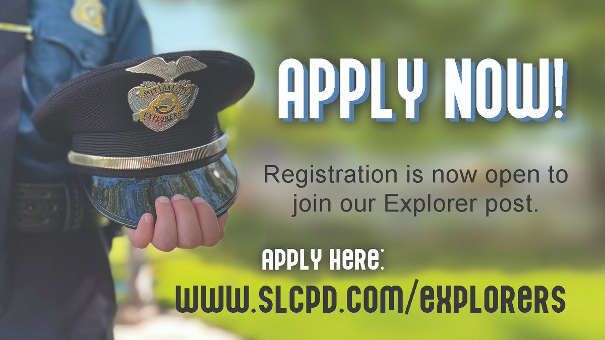 slcpd's tweet photo. Are you between 14 and 20 years old? Have you wondered what itโs like to be a police officer? Do you want to volunteer in your community? We have the program for you. Click the link for info and to apply: https://t.co/i1B9F4XQhI
#slc #slcpd #saltlakecity #policeexplorer https://t.co/oNLR5L8yFt