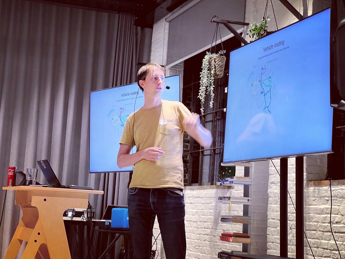 bramus's tweet photo. It was nice seeing familiar and new faces at today's @fullstackbe meetup.

Got to see talks on @astrodotbuild and AI scheduling/optimization problems.

#FullStackGhent https://t.co/vnYqYjZIlM