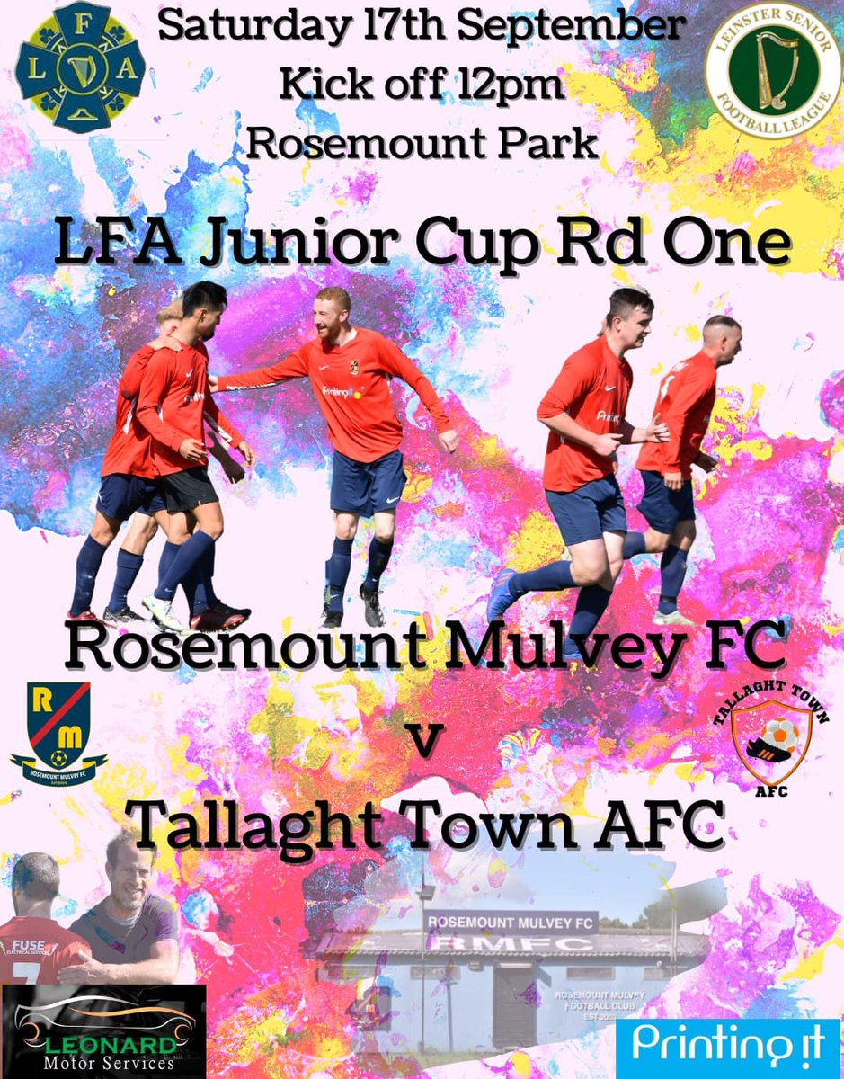 rosemountmulvey's tweet photo. Round one of the LFA Junior Cup this Saturday at Rosemount Park against Tallaght Town
Kick off at 12pm
#rosemountmulveyfc #ifajuniorcup #yourlocalteam #yourclubyourcommunity https://t.co/zjZLzc0OoM