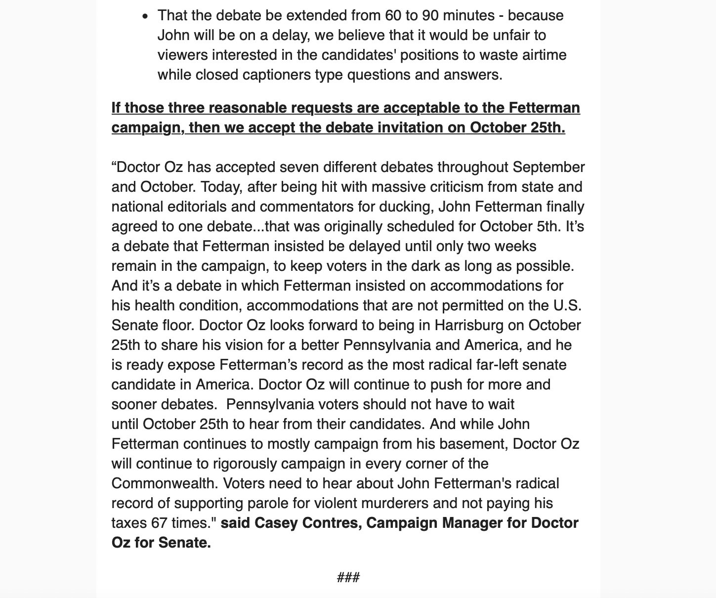 Statement from our campaign 