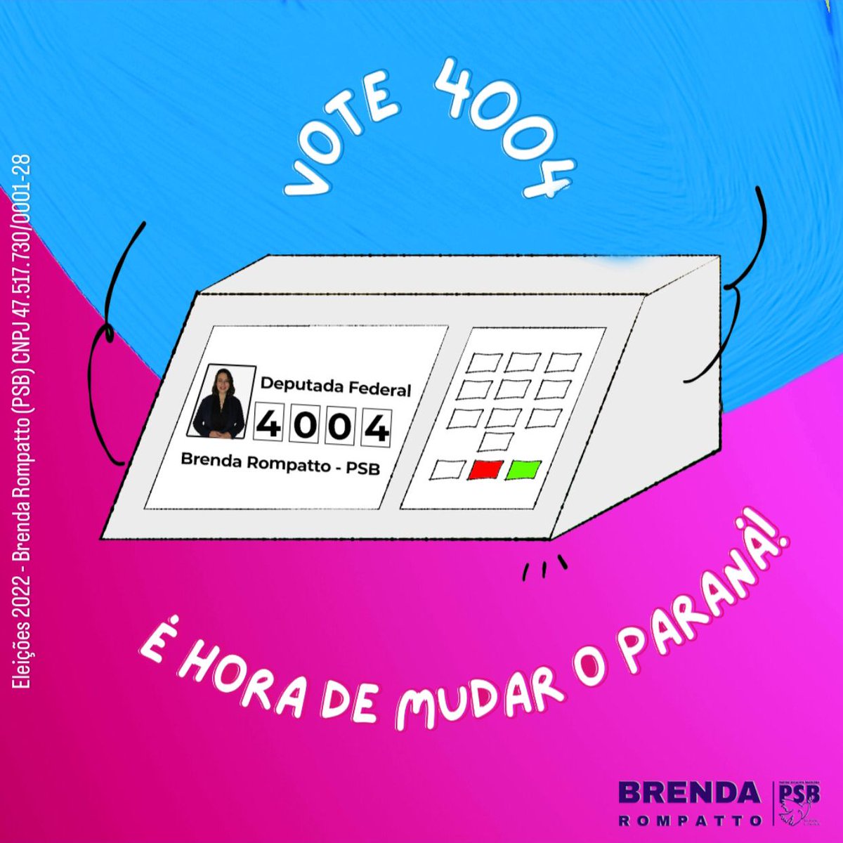 RompattoBrenda's tweet photo. Dia 02 de Outubro está chegando!! E você já escolheu seus candidatos para votar?

Vote 4004!
Vamos juntos colocar mais mulheres na política e trazer mais representatividade.

Eleições 2022 - Brenda Rompatto (PSB) CNPJ 47.517.730/0001-28
#mulheresnapolitica #maringa #Eleicoes2022 https://t.co/yTjlb5H77M