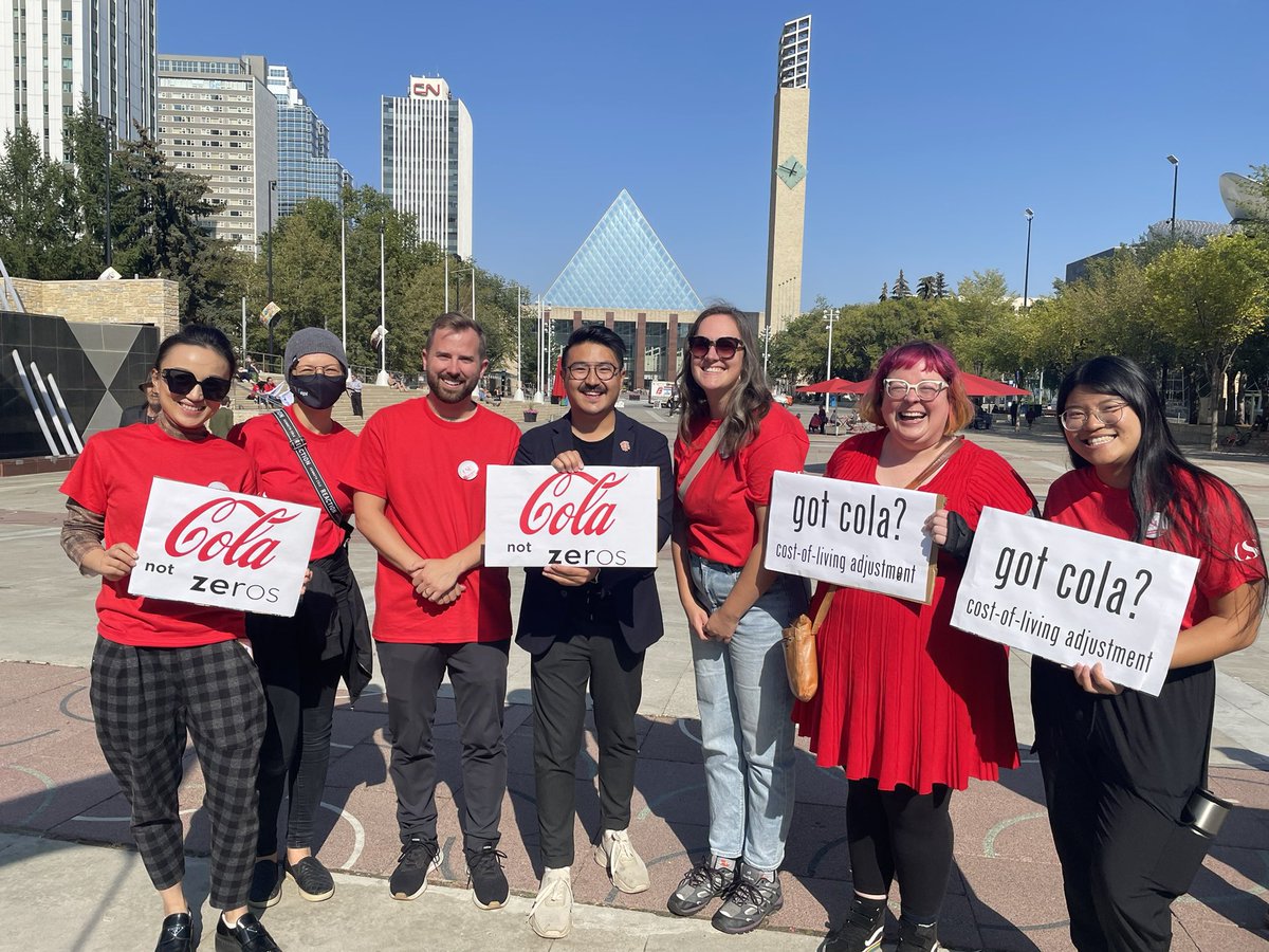 DesjarlaisBlake's tweet photo. Proud to stand with @CSU52 this afternoon for fair wages and the respect they deserve! 

COLA.NOT.ZEROS!

#WeAreCSU52
#NoZeros
#Solidarity
#RedShirts https://t.co/hWOnboW1sP