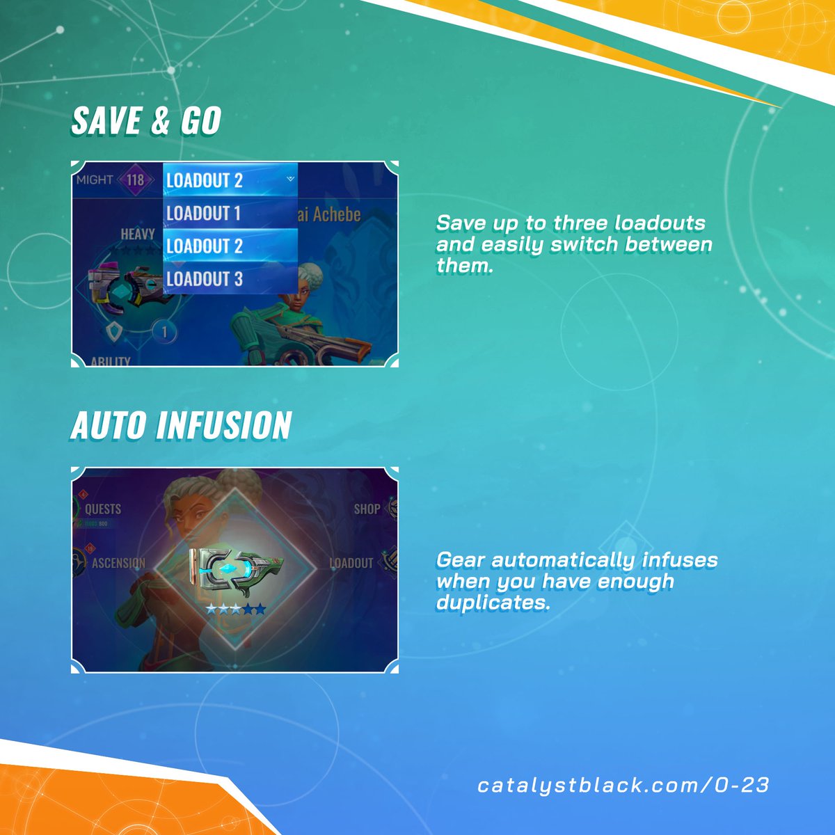 Catalyst Black • Play Now! (@catalystblk) on Twitter photo Snipe enemies from afar as Enai in Patch 0.23, a huntress here to keep the other primals in check. LIVE NOW!
🏹 New Primal: Enai
🔫 New Weapon: Paradigm
🧠 Save Your Loadouts
⭐️ Gear Auto-Infusion
🔗 catalystblack.com/0-23 Snipe enemies from afar as Enai in Patch 0.23, a huntress here to keep the other primals in check. LIVE NOW!
🏹 New Primal: Enai
🔫 New Weapon: Paradigm
🧠 Save Your Loadouts
⭐️ Gear Auto-Infusion
🔗 catalystblack.com/0-23