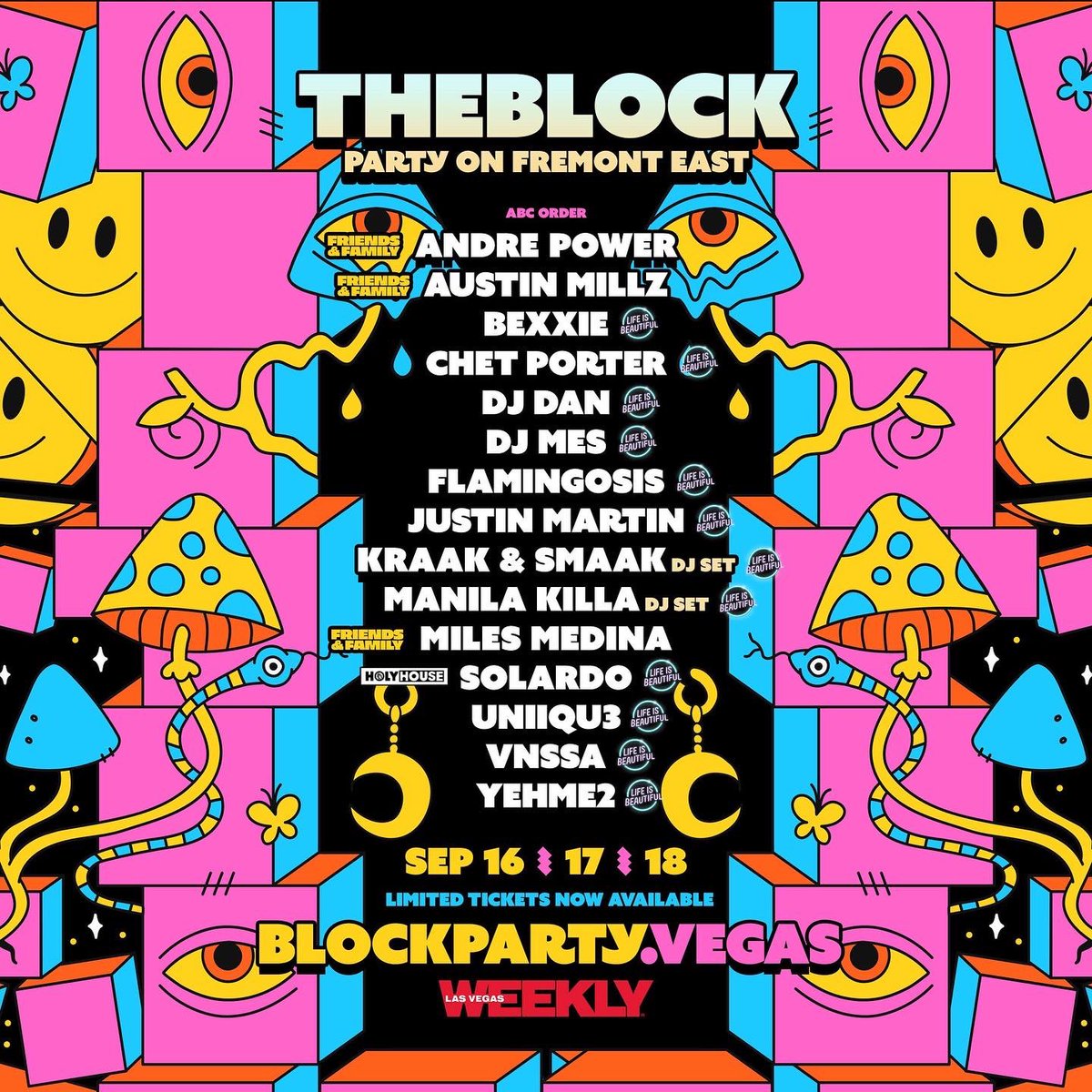 commonwealthlv's tweet photo. @blockpartyvegas X @lifeisbeautiful 

The weekend ahead, and what to do before and after your festival indulgences 🙌🏻

Friday - @andrepower 
Saturday - @AUSTINMILLZ 
Sunday - @MilesMedina 

RSVP: https://t.co/FWmDpWaCyf https://t.co/rqaLnHu3Pt