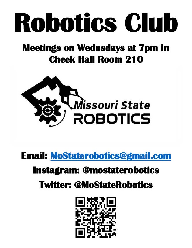 MoStateRobotics's tweet image. We had an amazing turnout for this year&apos;s CNAS Student Expo! It was great to meet so many awesome students! If you missed us today, we are having a Robotics Club meeting TONIGHT at 7pm in Cheek 210. We hope to see you there!