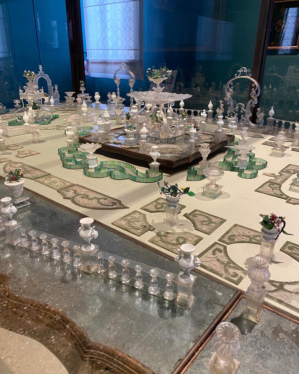 gardenbarbara's tweet photo. Dazzled by a table-scape from the 18th century in the Glass Museum in Murano. Not sure how to get into suitcase for return journey #glassmakers #murano #artisanal #venetianisland #tablescape #glassart #exceptionalskills https://t.co/zz0QMLZ15q