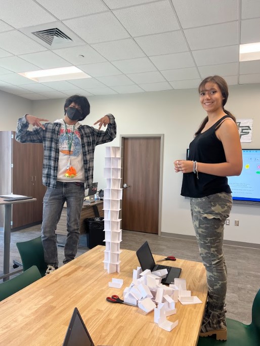 CTENCISD's tweet photo. West Fork High School Principles of Architecture students prototyped, designed, and built the tallest tower they could using just 100 index cards and scissors. No glue or tape allowed! How tall do you think they went? #NCISDconneCTEd #gogators #WFHS #buildingtheirfuture https://t.co/PJqOHCVshl